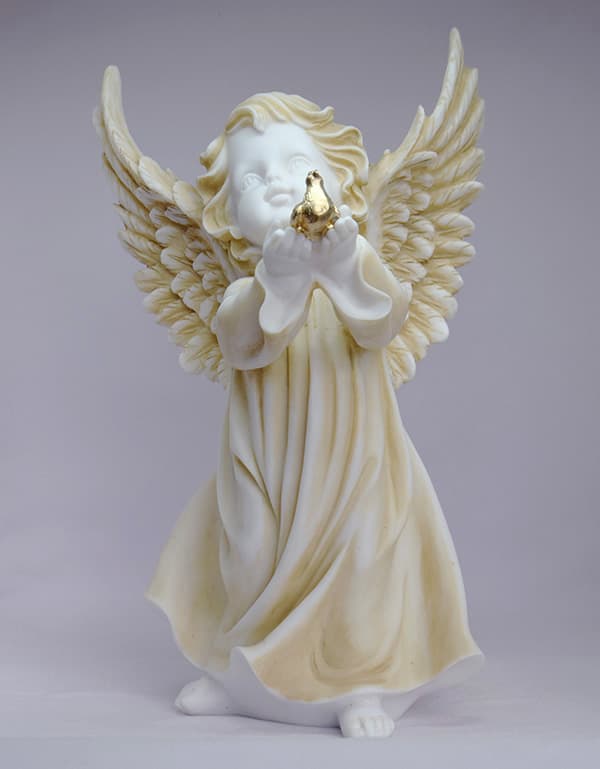 Angel holding a pigeon statue