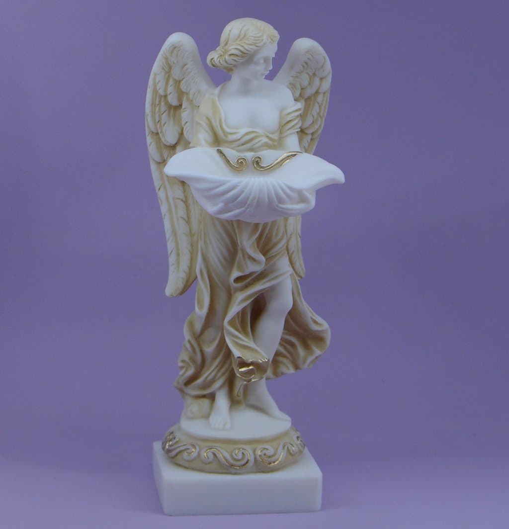 Angel statue holding a pot