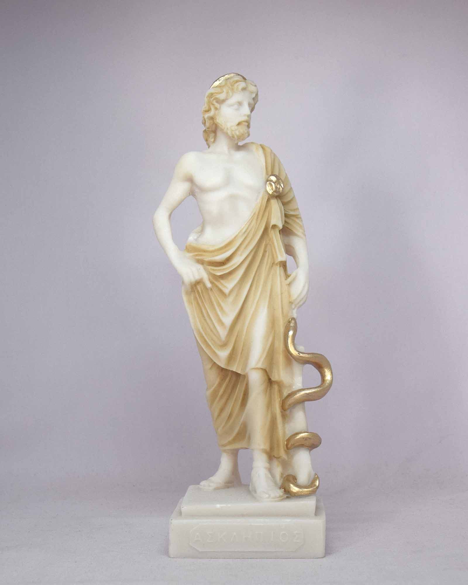 Asclepius statue with his serpent-entwined staff