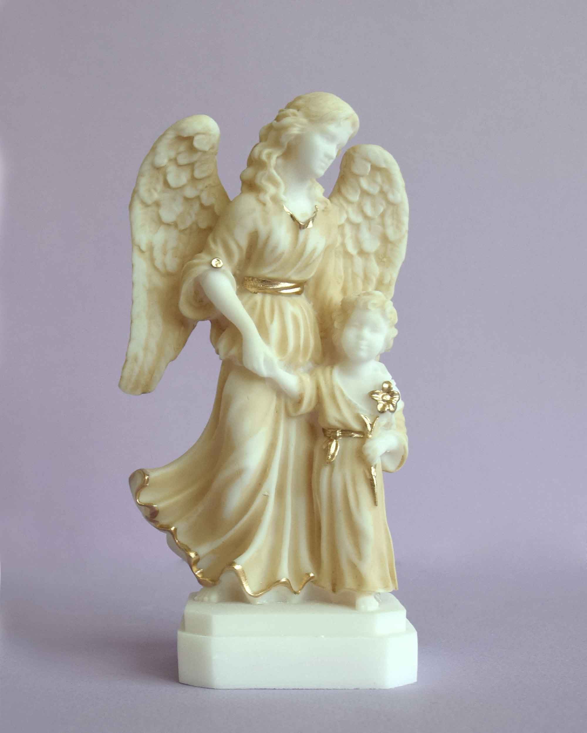 Guardian Angel with a girl holding a flower