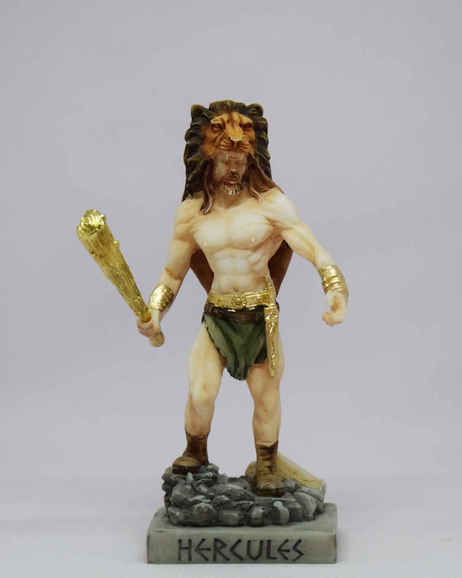 Hercules in a lion hat holds a bat
