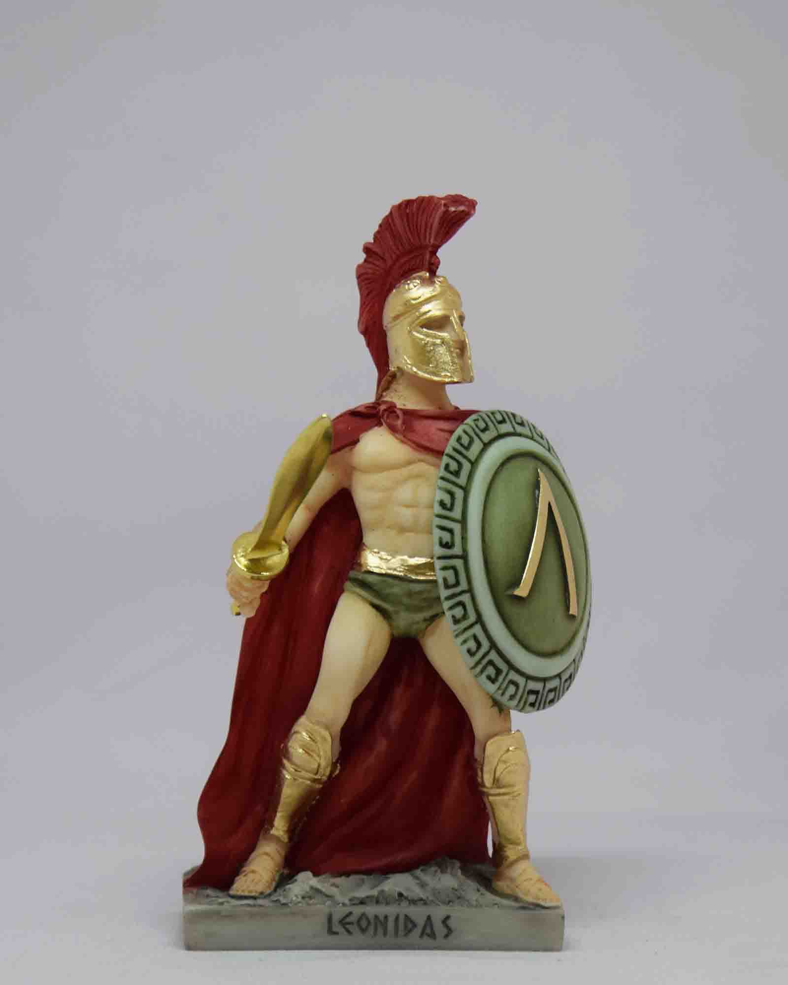 Leonidas statue in fighting position holding sword and shield