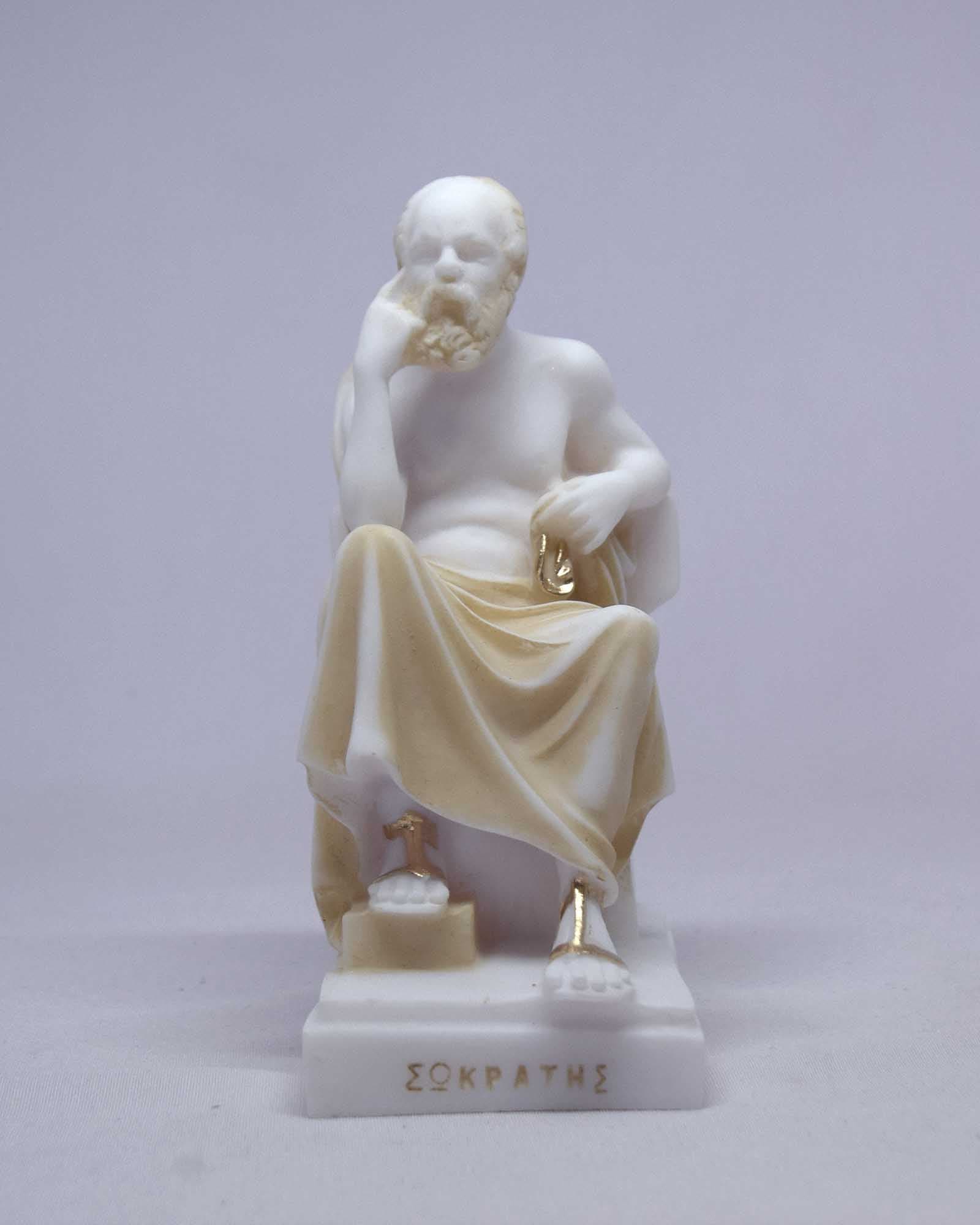 Socrates thinks while sitting statue