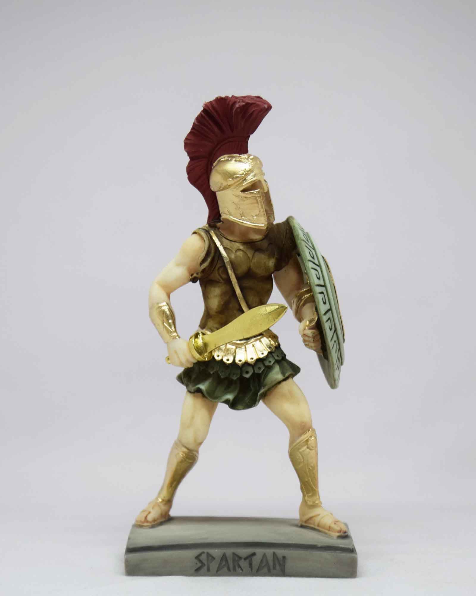 Spartan Warrior statue holding sword and shield
