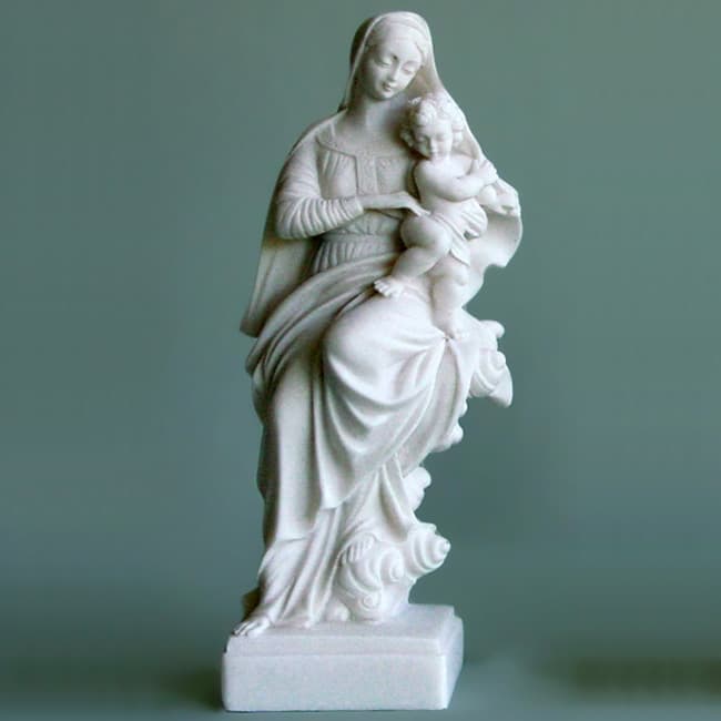 Statue of Virgin Mary embracing the baby Jesus