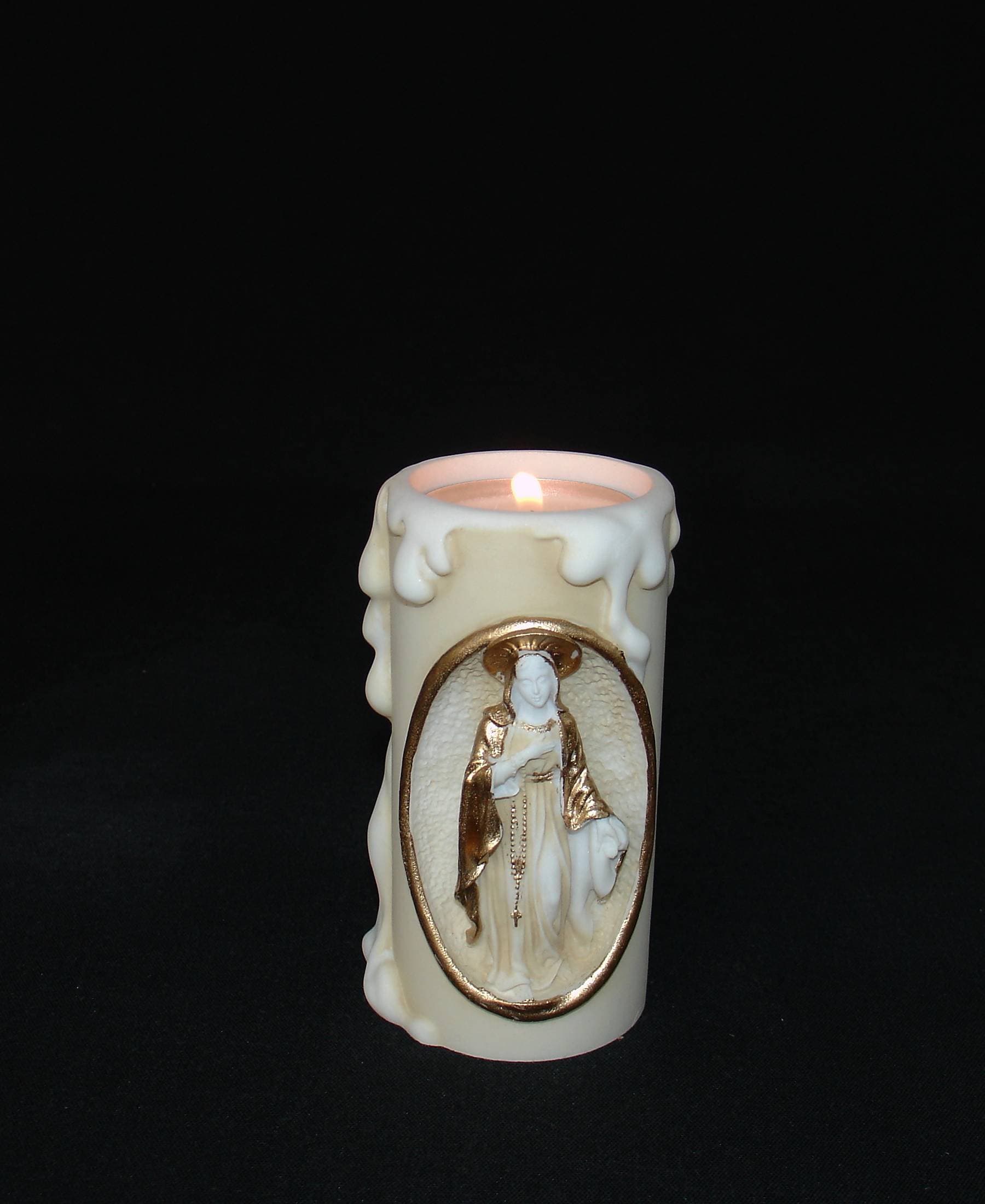 Virgin Mary candle case