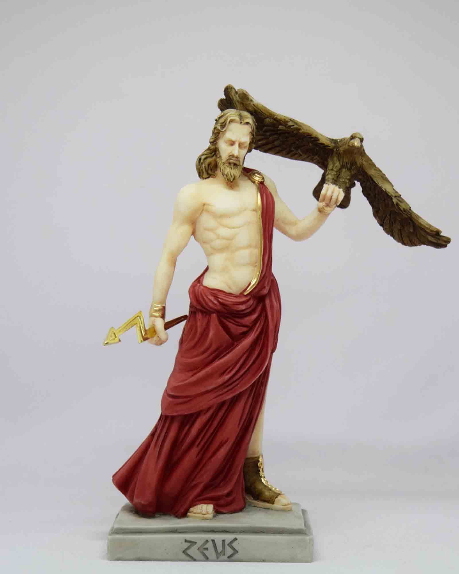 Zeus holding an eagle and thunder